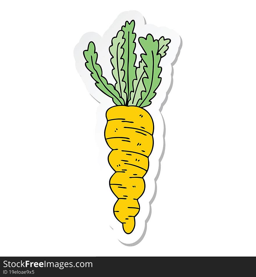 sticker of a quirky hand drawn cartoon carrot