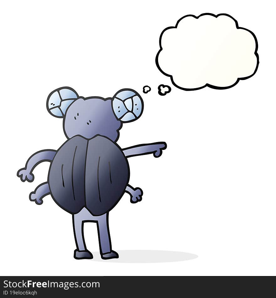 freehand drawn thought bubble cartoon pointing insect