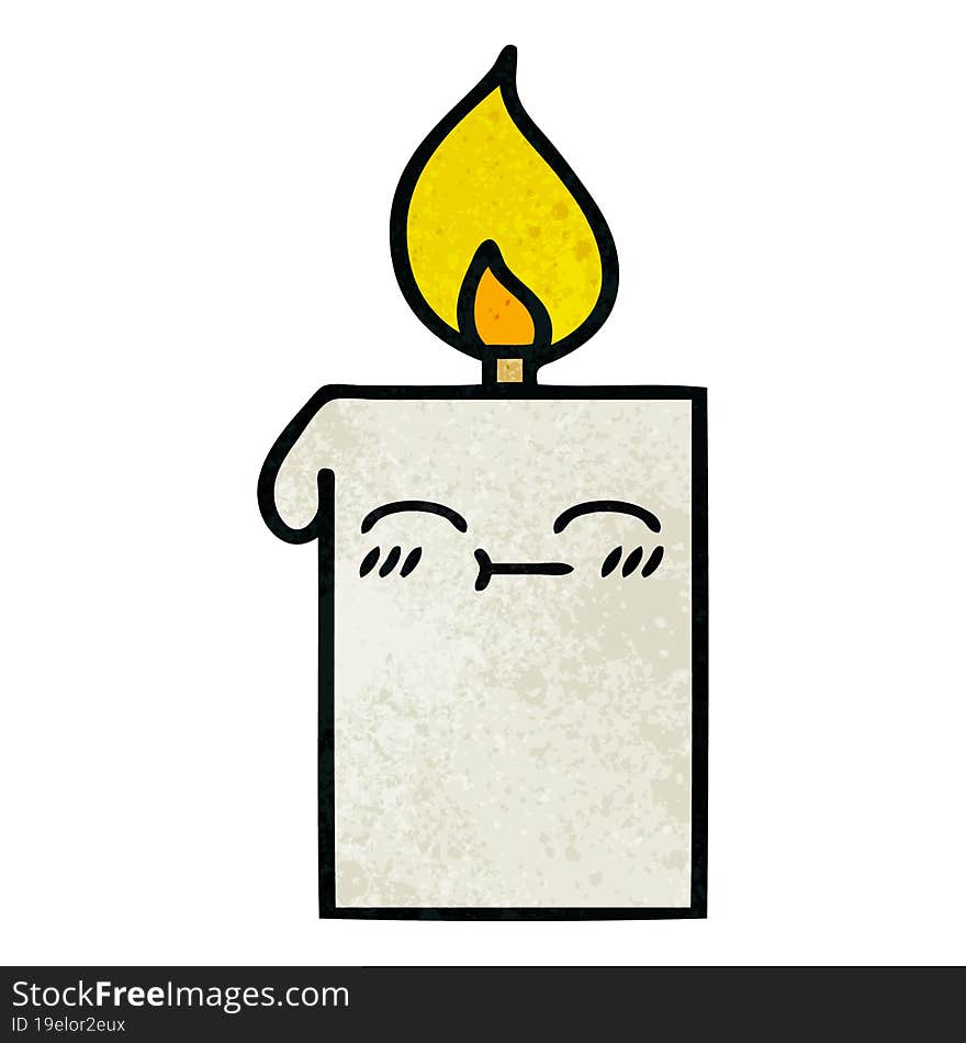 retro grunge texture cartoon of a lit candle