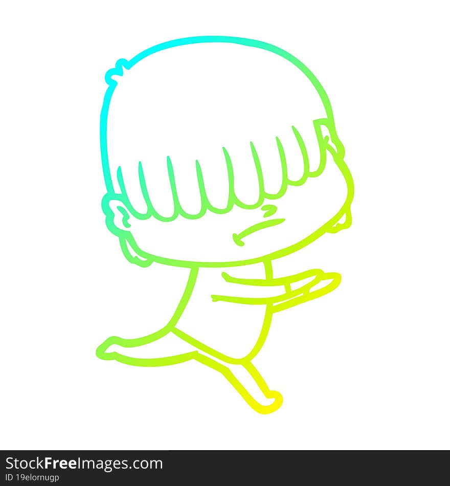 cold gradient line drawing of a cartoon boy with untidy hair