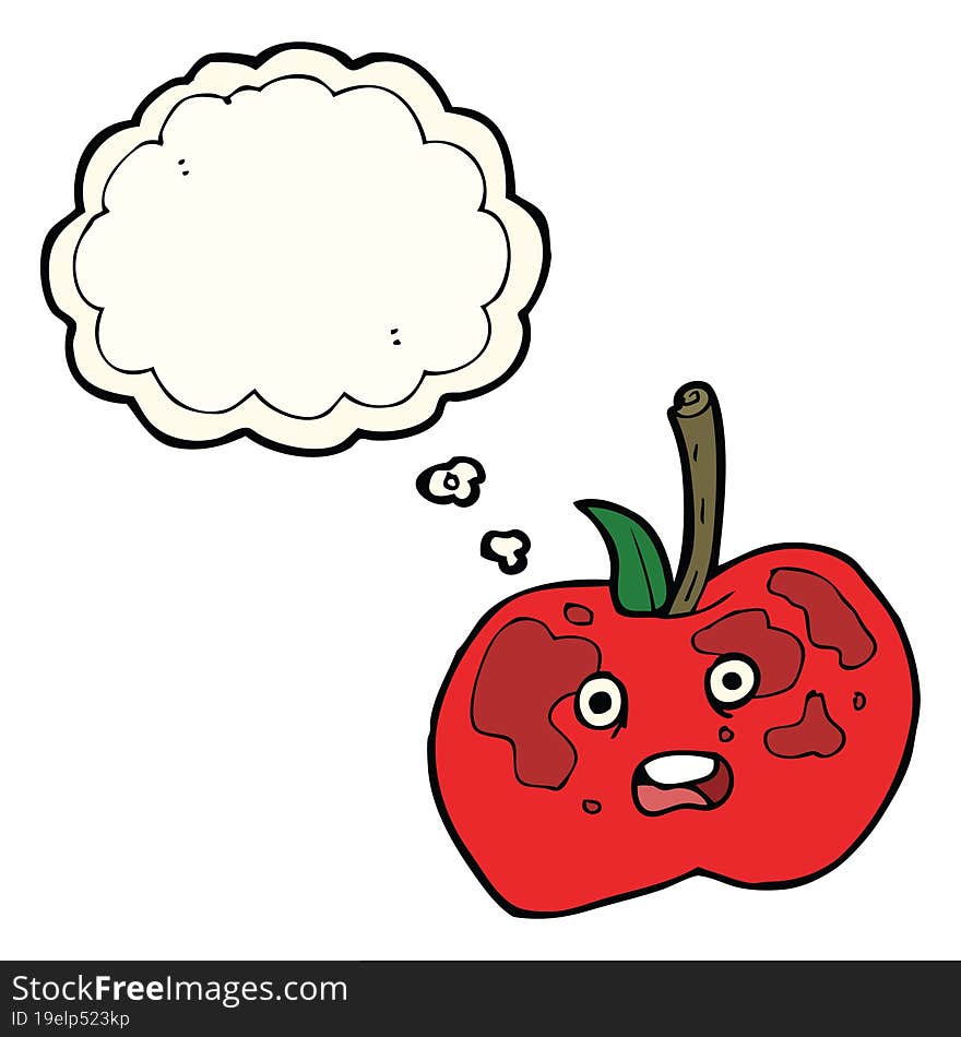 cartoon apple with thought bubble