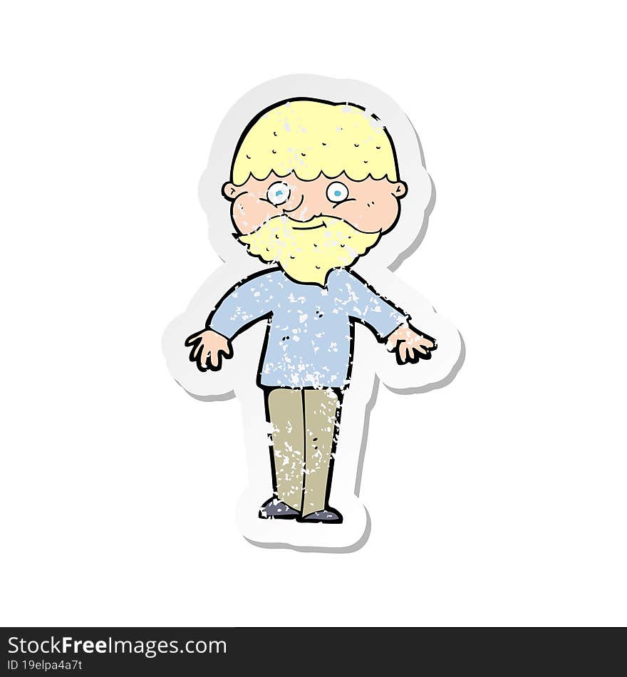 Retro Distressed Sticker Of A Cartoon Happy Man