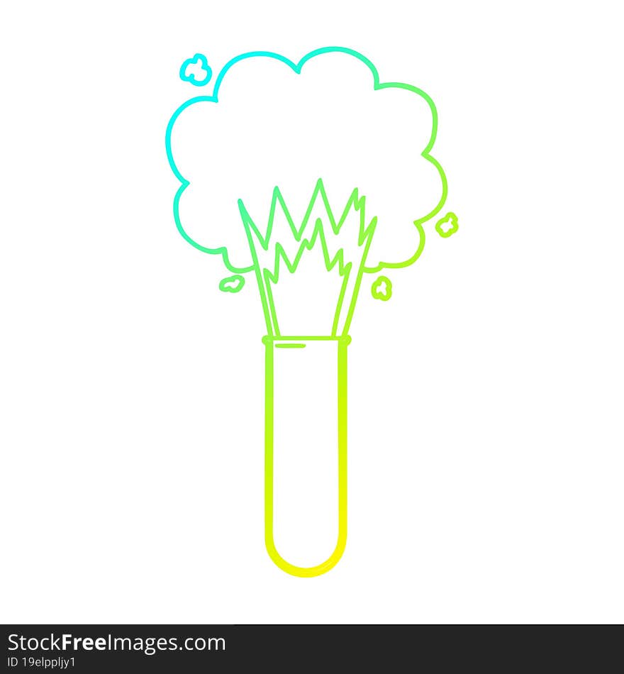 cold gradient line drawing cartoon exploding chemicals in test tube