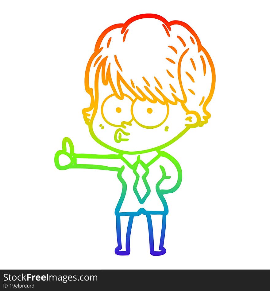 rainbow gradient line drawing of a cartoon woman