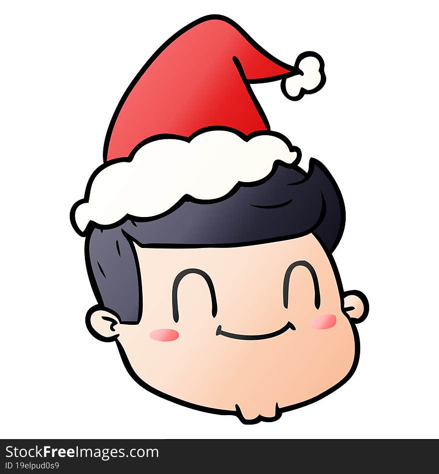 gradient cartoon of a male face wearing santa hat