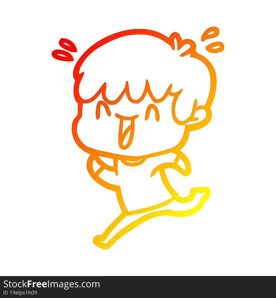 Warm Gradient Line Drawing Cartoon Laughing Boy