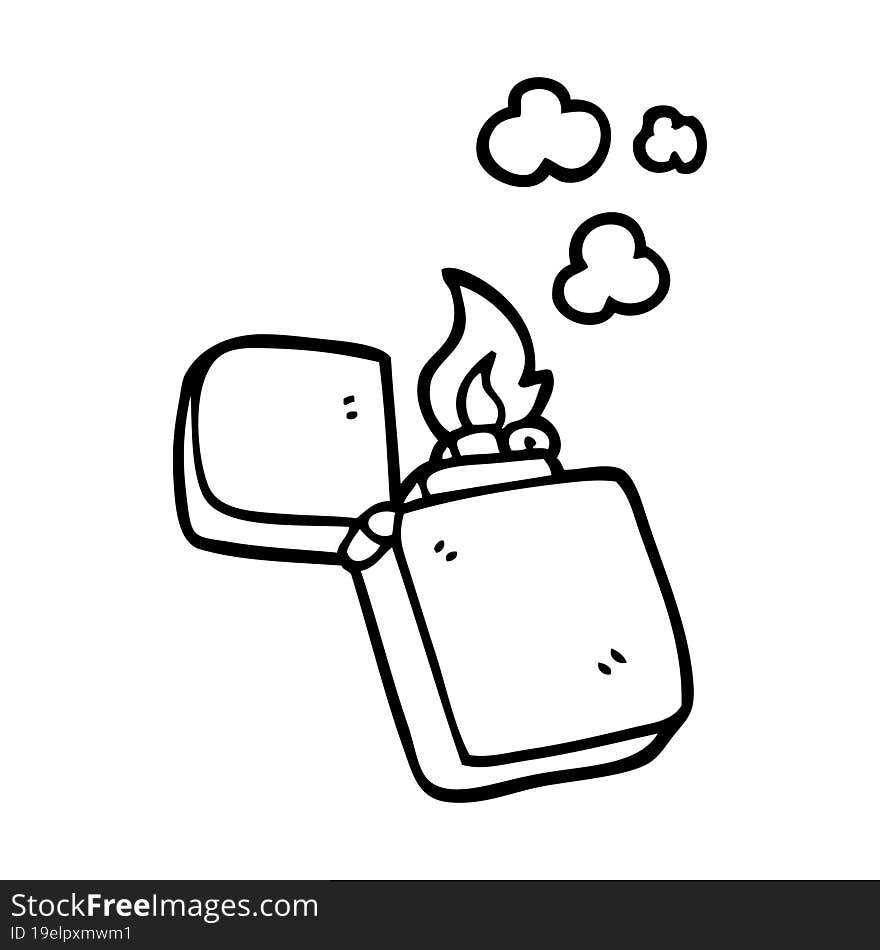 Line Drawing Cartoon Old Lighter