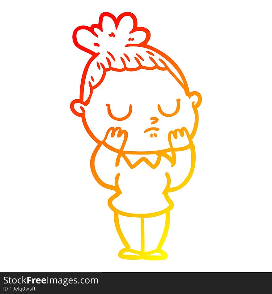 warm gradient line drawing cartoon calm woman