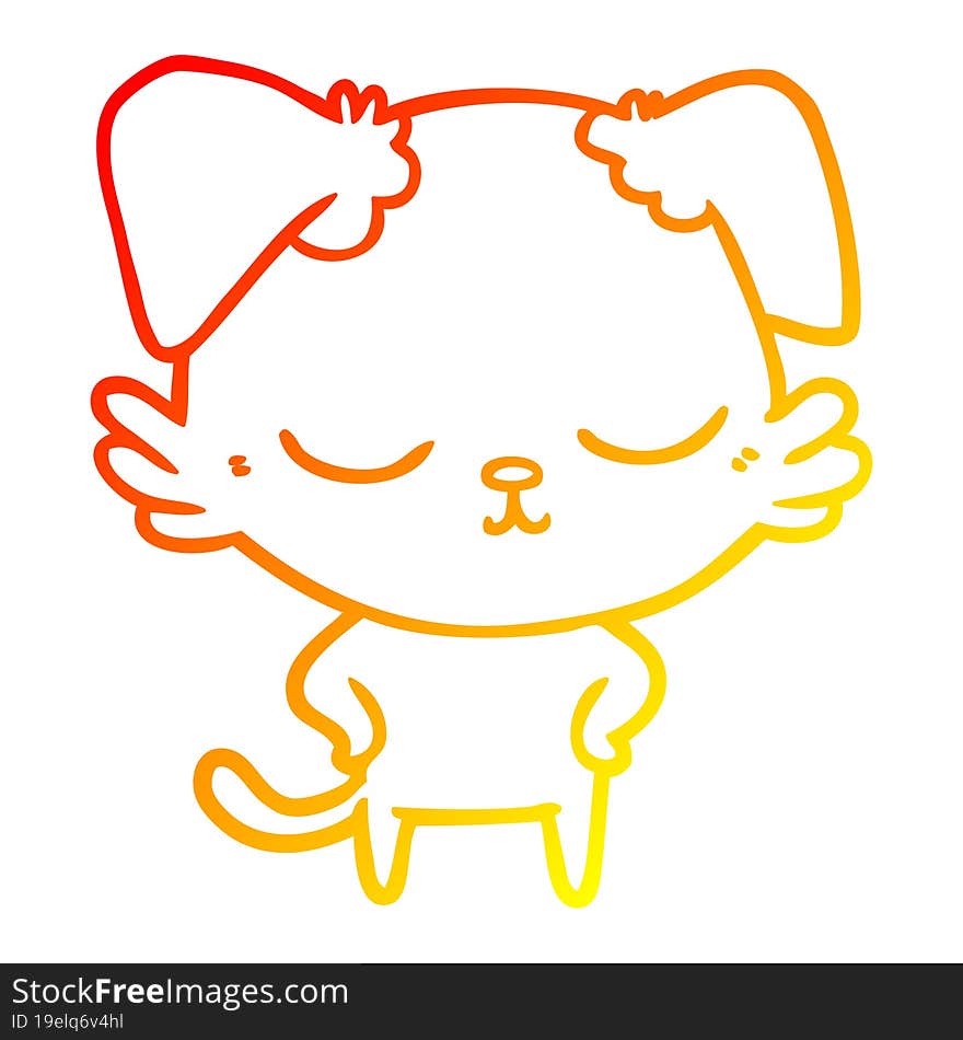 Warm Gradient Line Drawing Cute Cartoon Dog