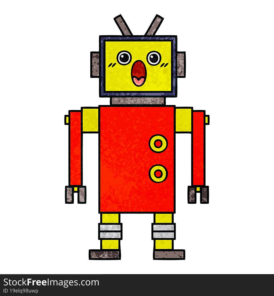 Retro Grunge Texture Cartoon Robot