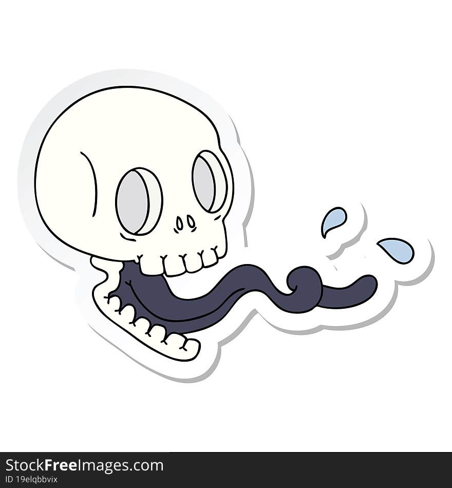 sticker of a quirky hand drawn cartoon skull