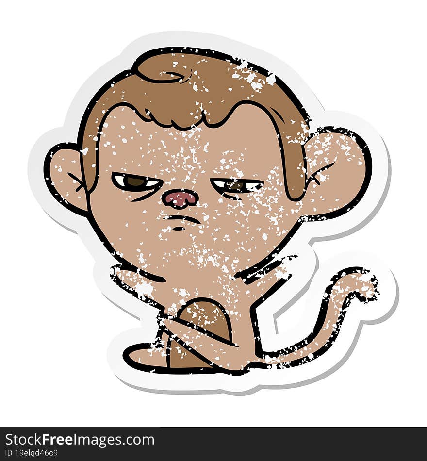 distressed sticker of a cartoon monkey