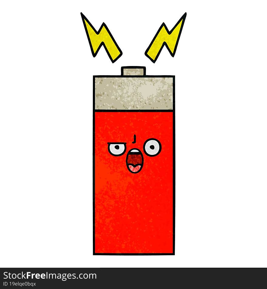 retro grunge texture cartoon of a battery