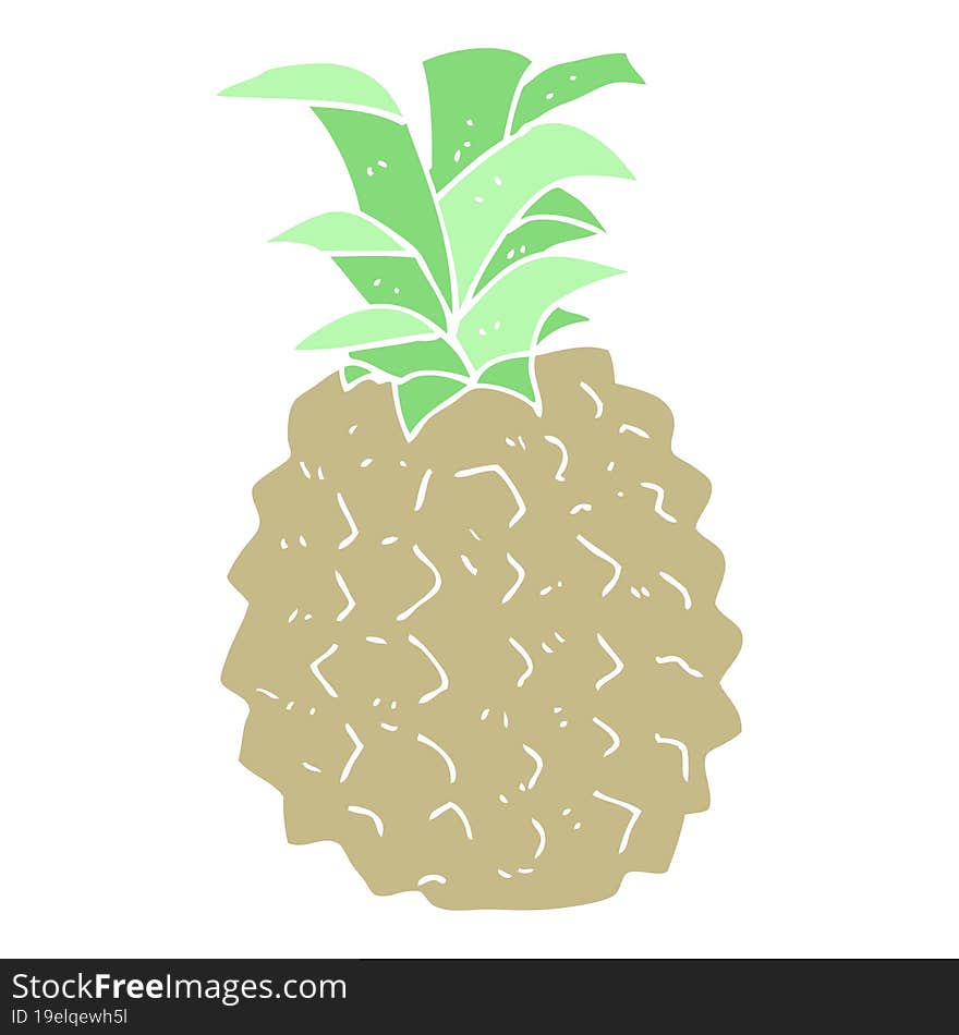 flat color illustration of a cartoon pineapple