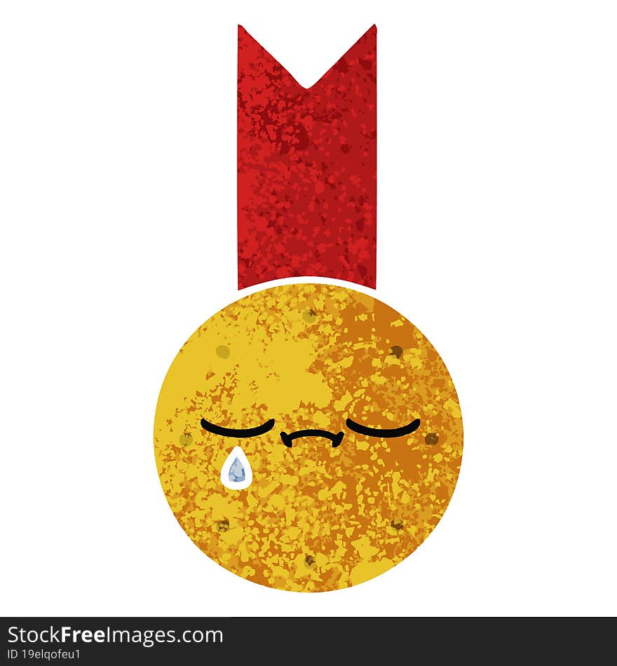 retro illustration style cartoon gold medal