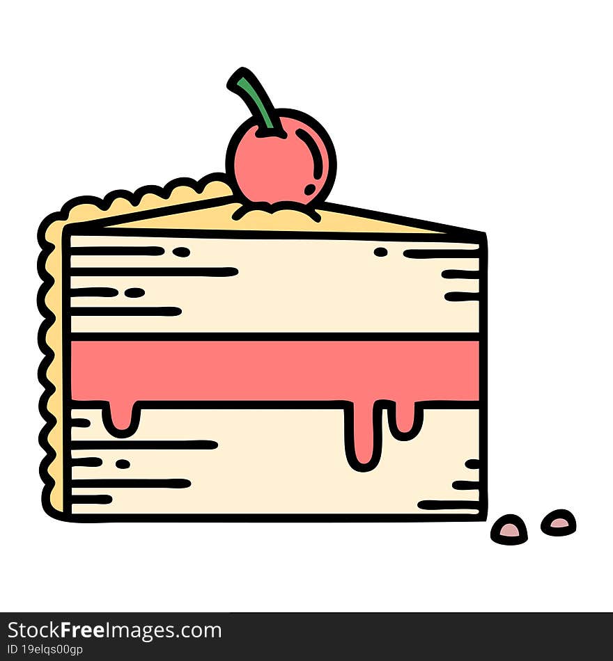 Traditional Tattoo Of A Slice Of Cake