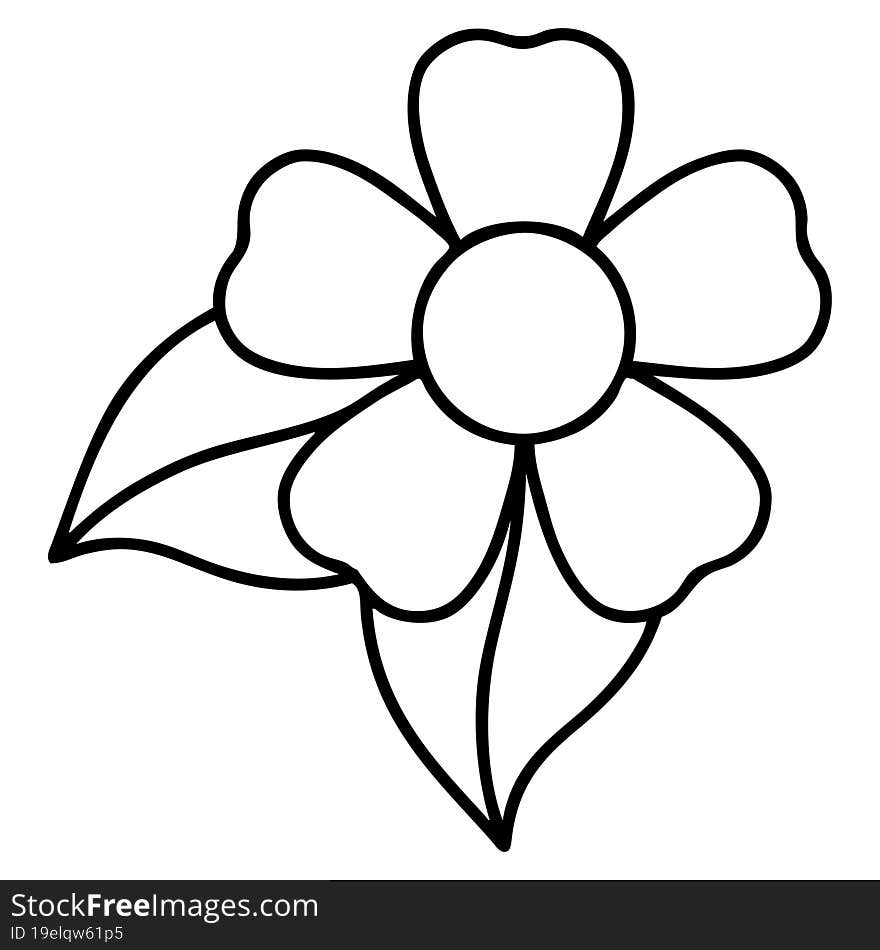 black line tattoo of a flower