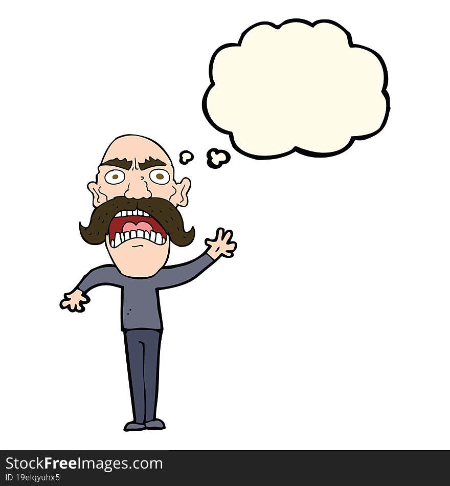 cartoon angry old man with thought bubble