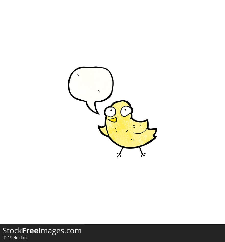 Cartoon Funny Bird With Speech Bubble