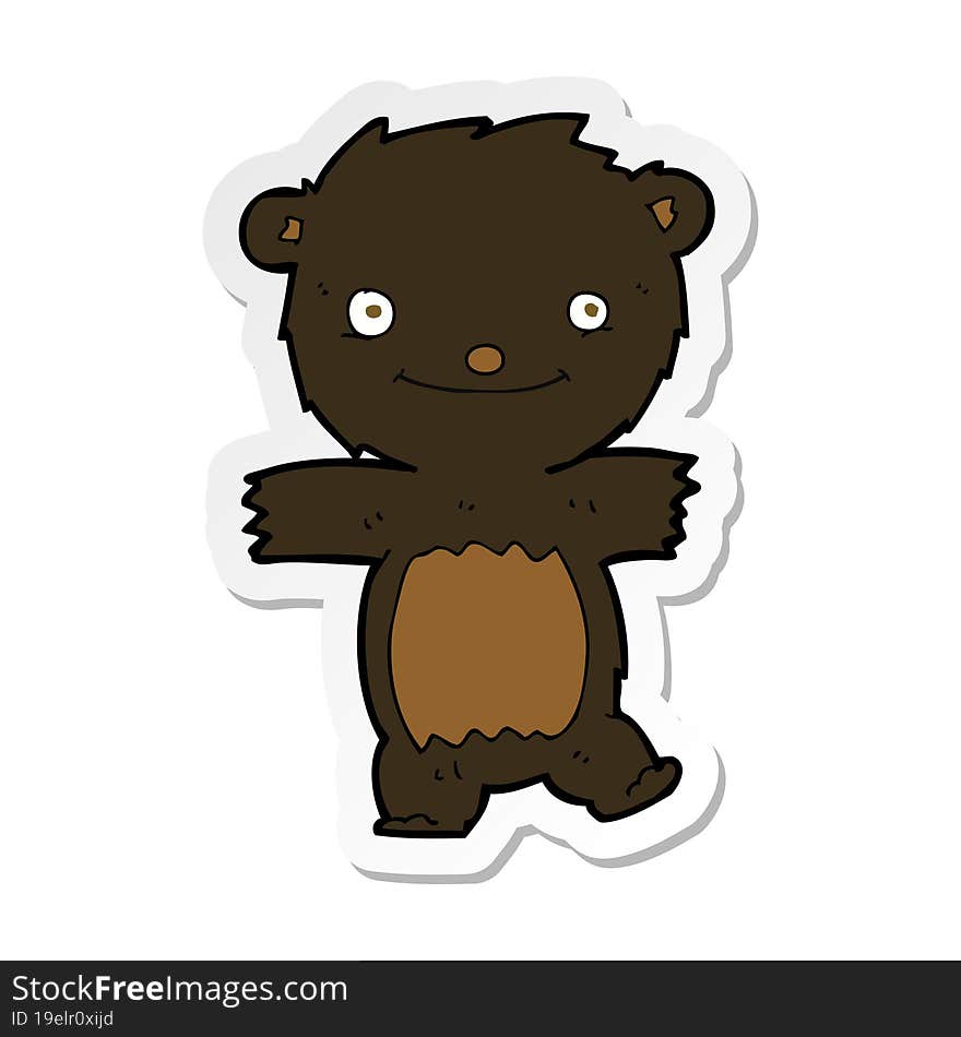 sticker of a cartoon black bear cub