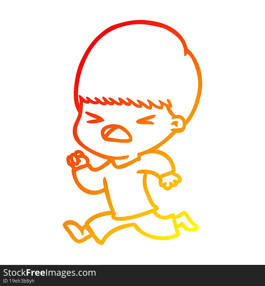 warm gradient line drawing cartoon stressed man