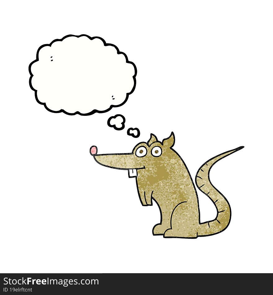 freehand drawn thought bubble textured cartoon rat