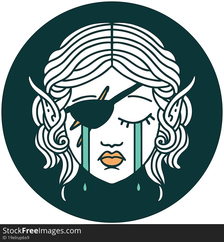 crying elf rogue character face icon