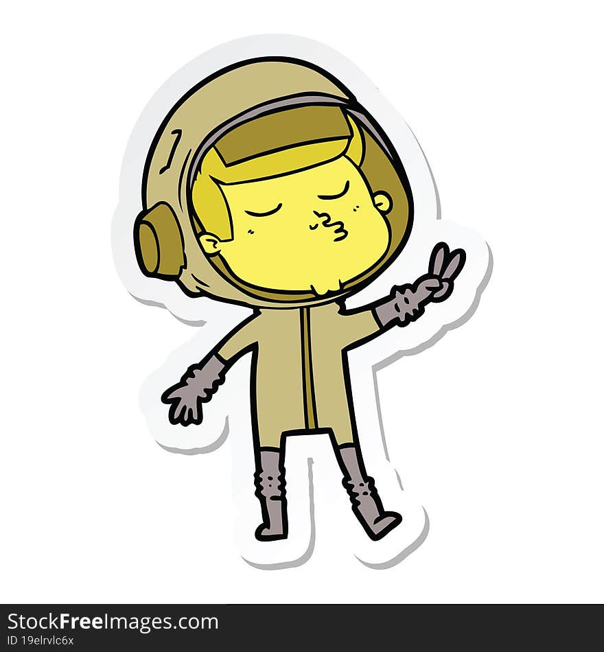 Sticker Of A Cartoon Confident Astronaut