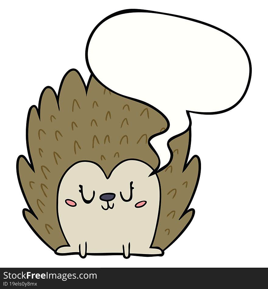 cute cartoon hedgehog and speech bubble