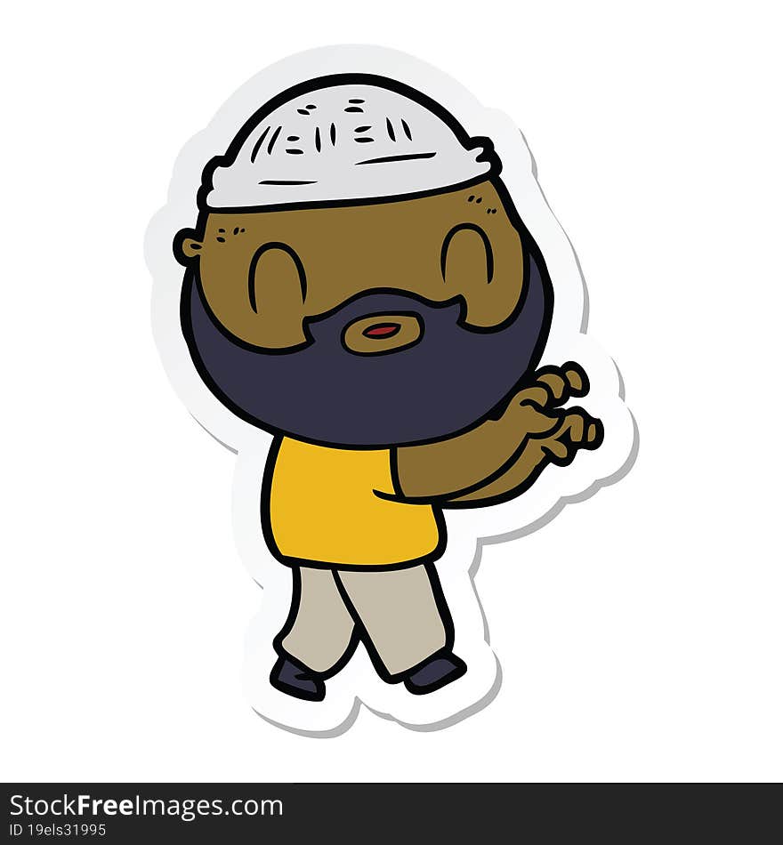 sticker of a cartoon bearded man