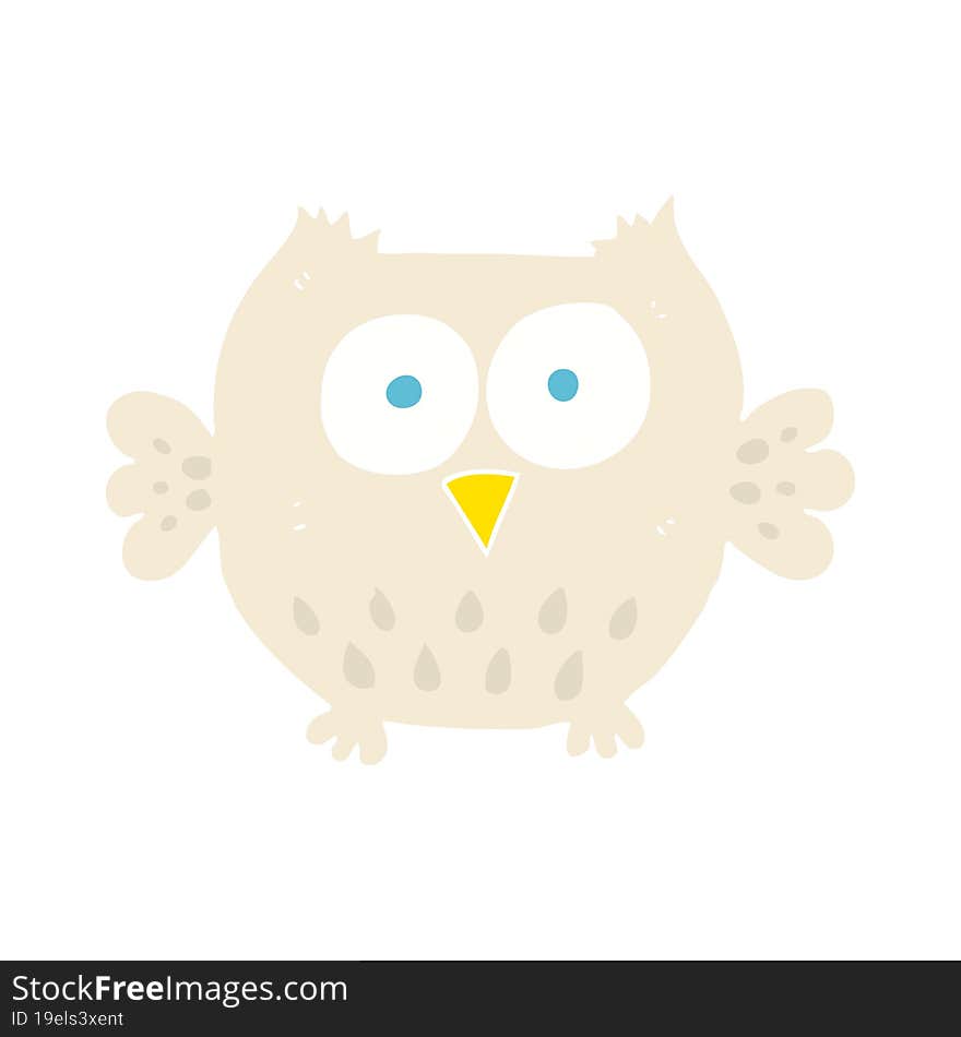 flat color illustration of a cartoon happy owl