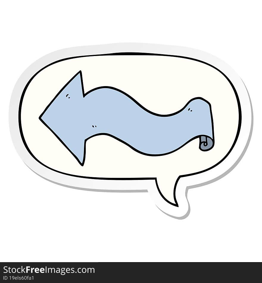 cartoon arrow and speech bubble sticker