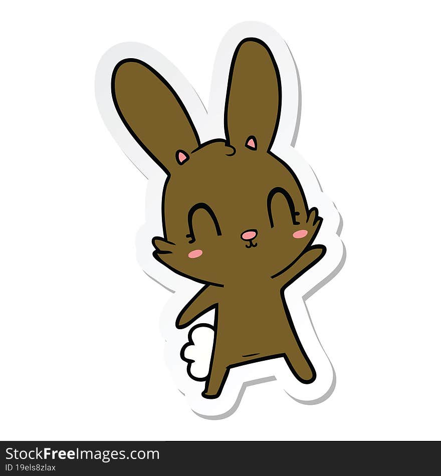 sticker of a cute cartoon rabbit