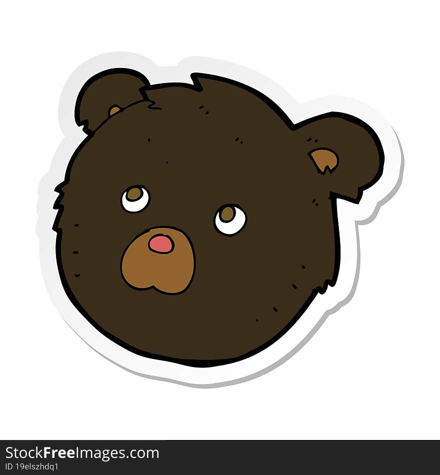 Sticker Of A Cartoon Black Bear Face