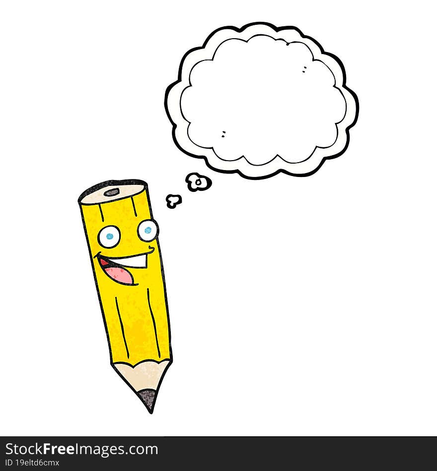 Happy Thought Bubble Textured Cartoon Pencil