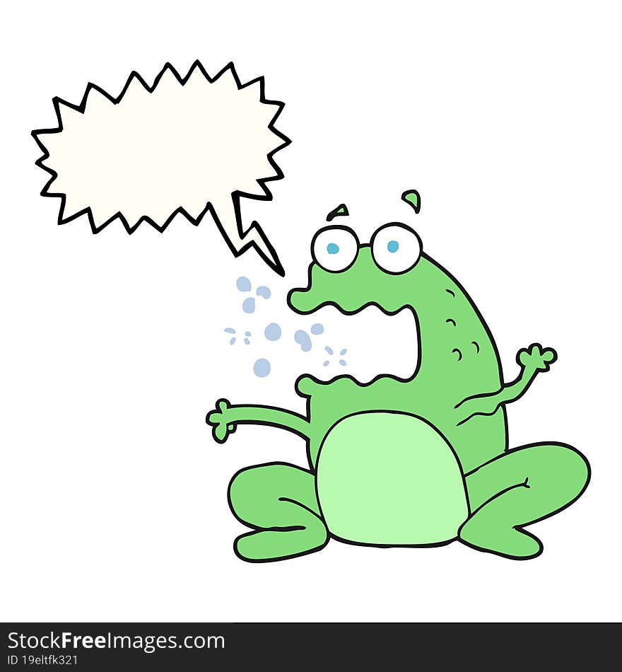 freehand drawn speech bubble cartoon burping frog