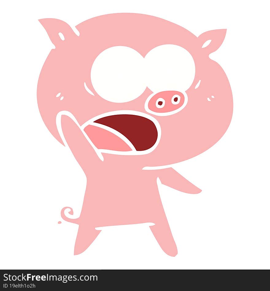 flat color style cartoon pig shouting