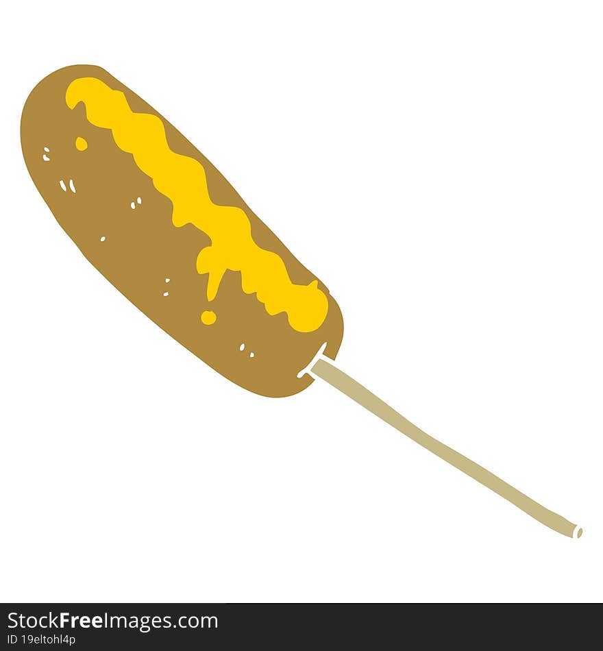 Flat Color Style Cartoon Hotdog On A Stick