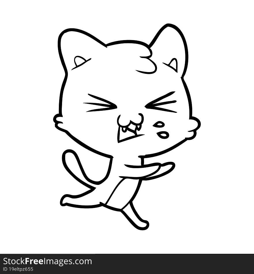 cartoon cat hissing. cartoon cat hissing