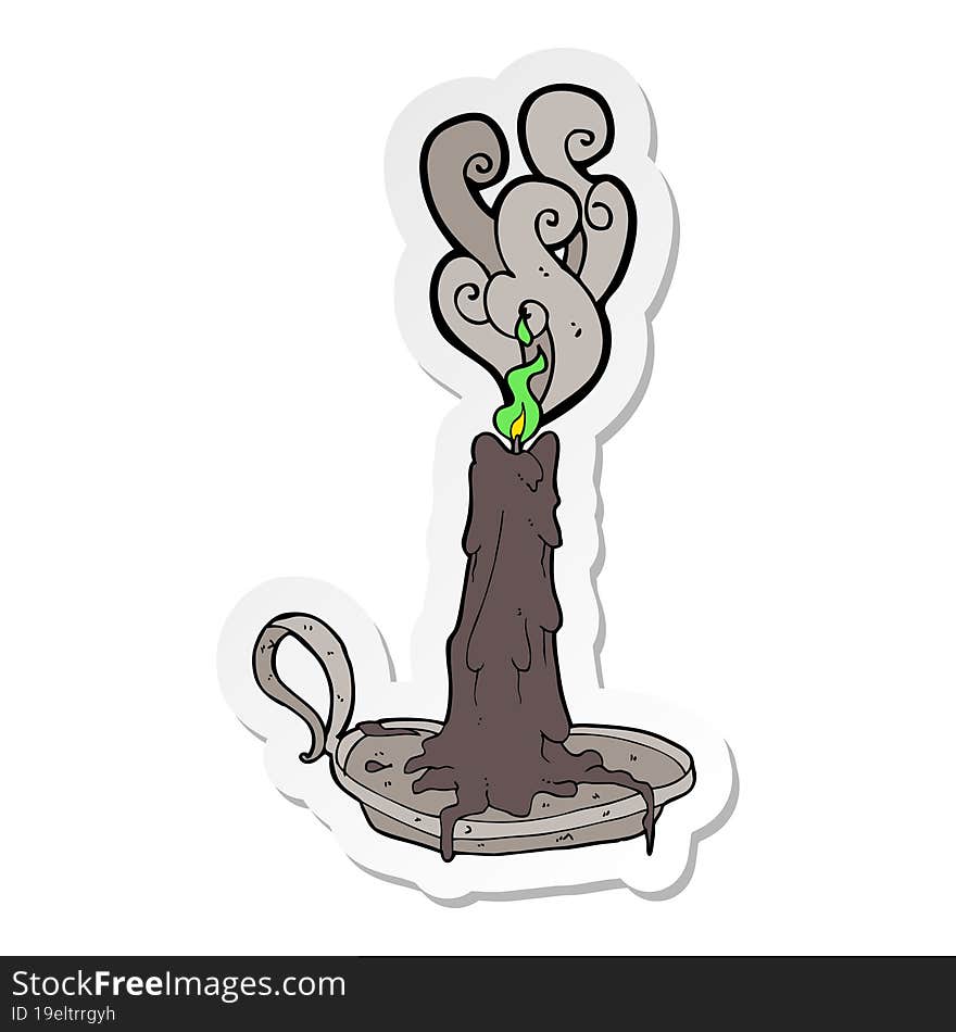 sticker of a cartoon spooky magic candle