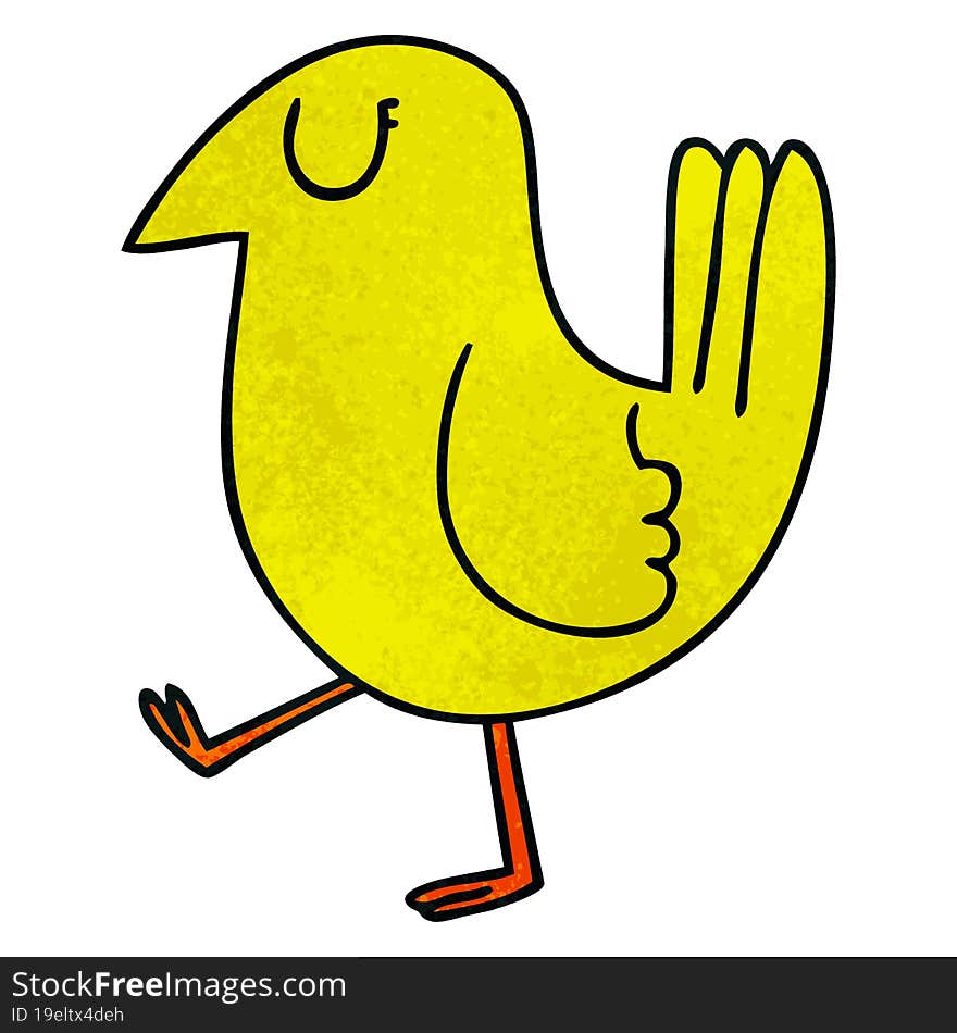 hand drawn quirky cartoon yellow bird. hand drawn quirky cartoon yellow bird