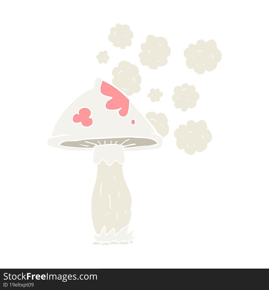 flat color illustration of a cartoon mushroom