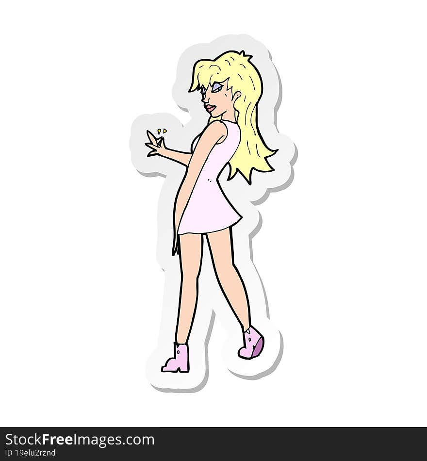 sticker of a cartoon woman posing in dress