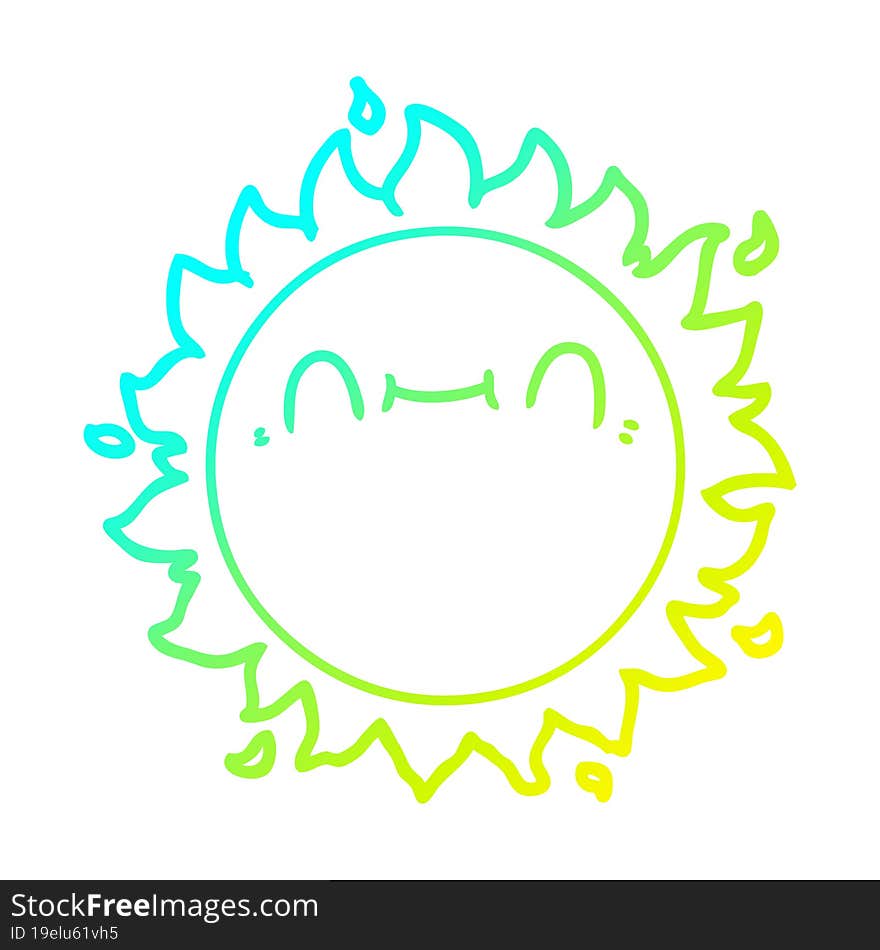 cold gradient line drawing happy cartoon sun