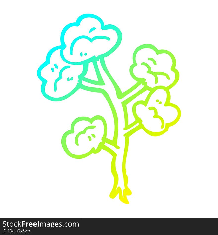 cold gradient line drawing cartoon flowers