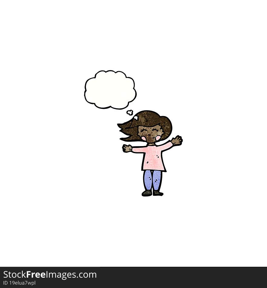 Cartoon Girl With Thought Bubble