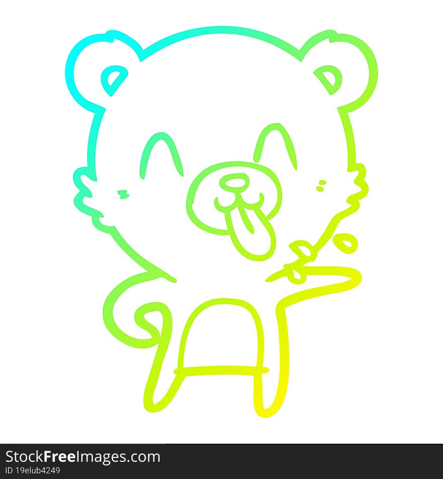 cold gradient line drawing rude cartoon polar bear sticking out tongue