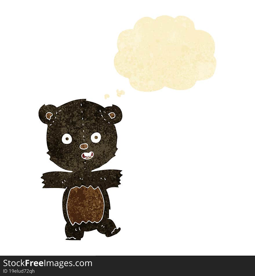 cartoon cute black bear cub with thought bubble