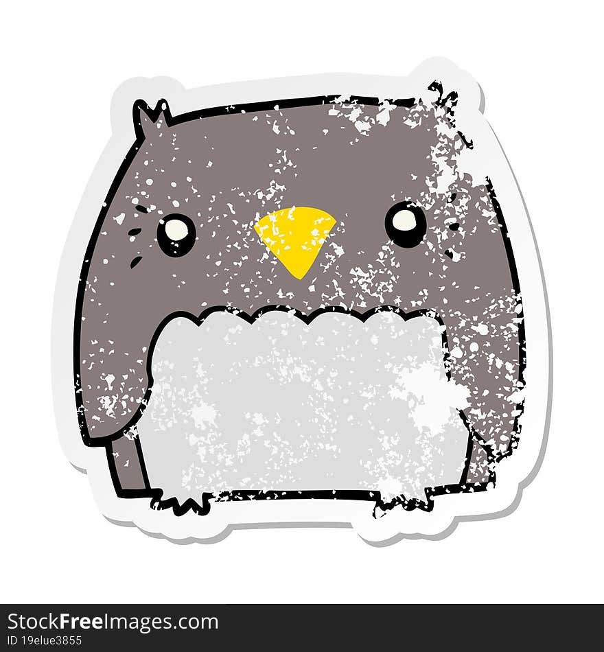 distressed sticker of a cute cartoon owl