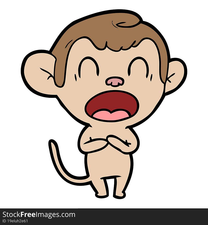 yawning cartoon monkey. yawning cartoon monkey